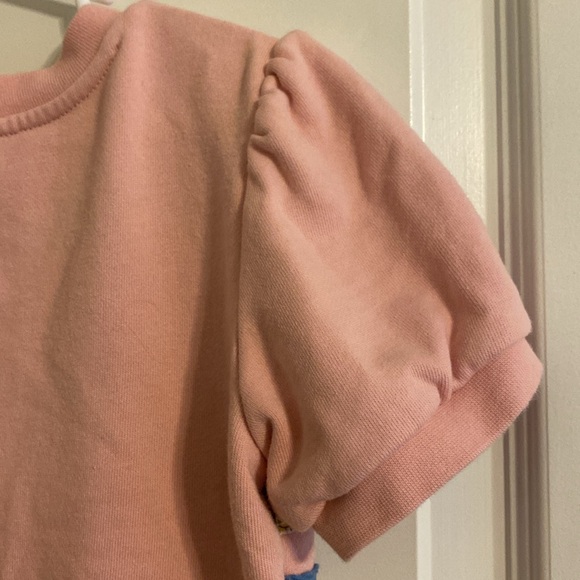 Mini Boden pink dress w appliqué rainbow stripes. Size 8-9 - Picture 7 of 8